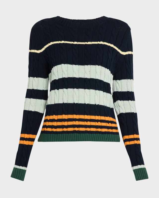Zorro Striped Cable-Knit Crewneck Sweater